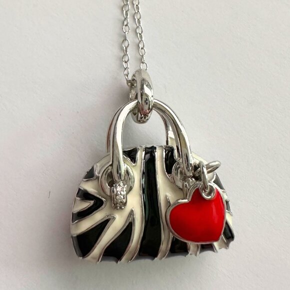 Love My Bag! Zebra Print Handbag with Heart Charm Necklace - Cute! - Picture 7 of 10